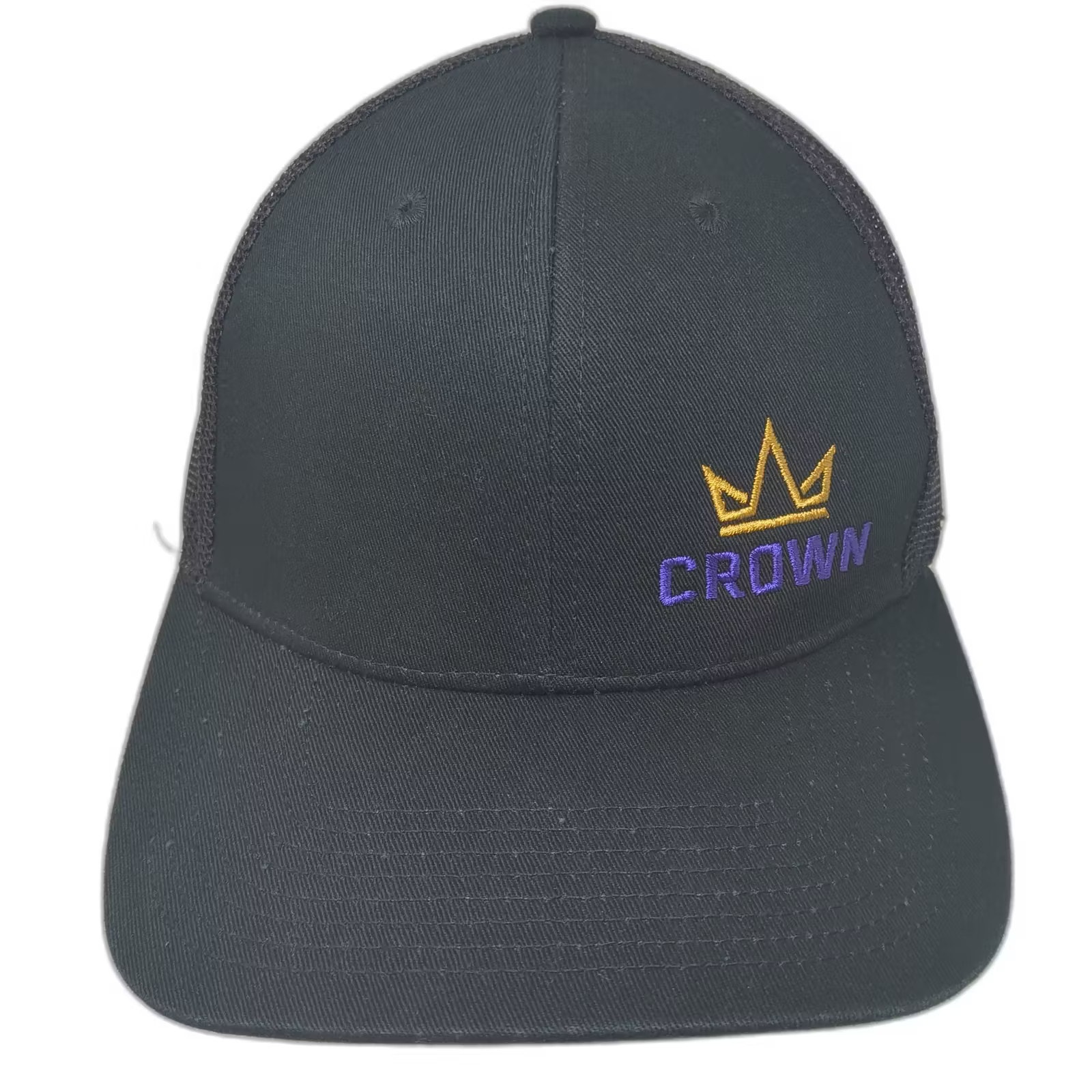Outdoor Cap Trucker Hat Black Gold Crown Embroidered Mesh Snapback Os Hat